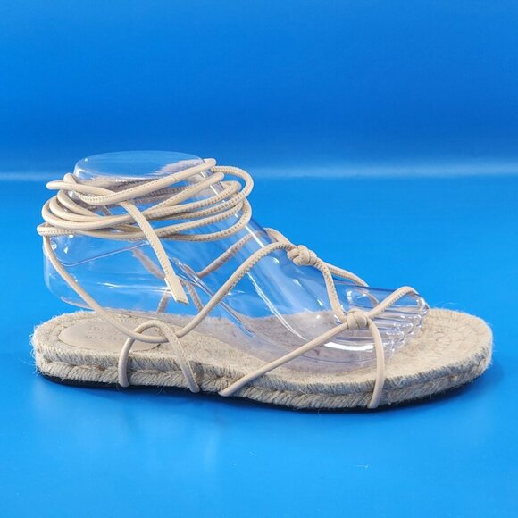 JACK ERWIN NWOB Olivia Lace-up Leather Espadrille Sandals Cream - Picture 5 of 8